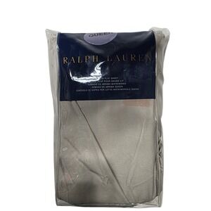 Ralph Lauren Queen Flat Sheet Beige Greige Cotton Luxury Bedding Home